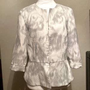 Banana Republic jacket, white and gray floral graphic, size 10 Petite